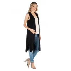 Sleeveless Long Maternity Cardigan