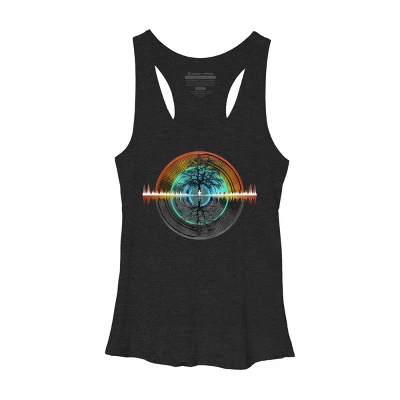 Women's Design By Humans Color Nature Sounds Night Oak Tree By Maryedenoa Racerback Tank Top - Image 2