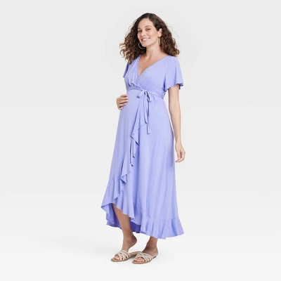 Flutter Short Sleeve Knit Maxi Maternity Empire Waist Dress - Isabel Maternity By Ingrid & Isabel™ - Image 4