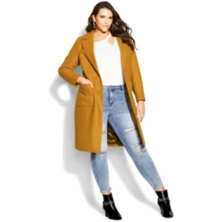 Women's Plus Size Abigail Coat - Caramel | CITY CHIC