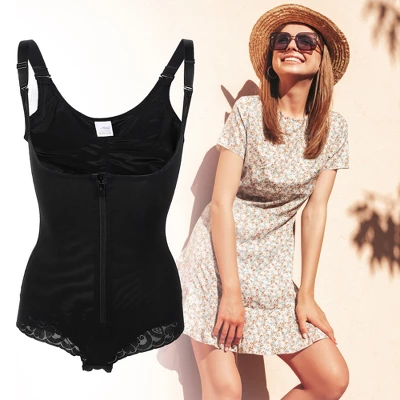 Unique Bargains Women Shapewear Tummy Control Full Bust Bodysuit Butt Lifter Thigh Slimmer With Zipper
