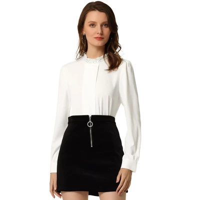 Allegra K Women's Work Pleated Front Long Sleeve Mock Neck Blouse - Image 6