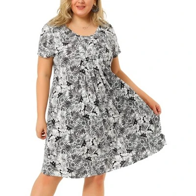 Agnes Orinda Women's Plus Size Floral Inverted Box Pleat Boho Dresses - Image 7