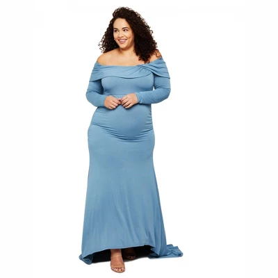 Plus Size Off The Shoulder Maternity Maxi Dress | Motherhood Maternity - Image 5