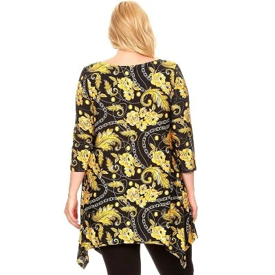 Women's Plus Size 3/4 Sleeve Printed Alegra Tunic With Pockets - White Mark - Image 2