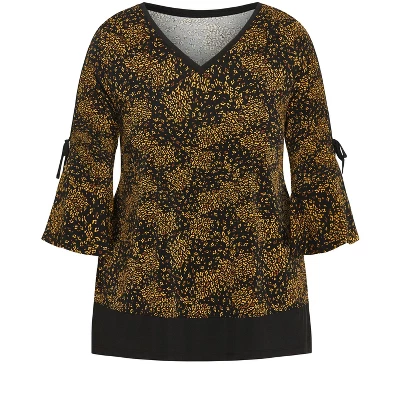 Women's Plus Size Lara Layered Print Top - Gold | AVENUE - Image 2