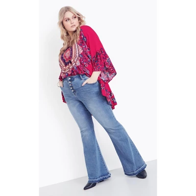 Avenue Women's Plus Size Harmony Flare Jean - Light Wash | AVEOLOGY - Image 3