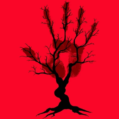 Women's Design By Humans Halloween Tree By AisenArt Racerback Tank Top