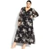 Women's Plus Size Mini Bouquet Maxi Dress - Black | CITY CHIC