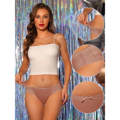 Allegra K Women's Satin Mid-Rised Comfortable Lace Trim Breathable Briefs - Image 2