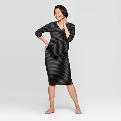 3/4 Sleeve Ribbed T-Shirt Midi Maternity Dress - Isabel Maternity By Ingrid & Isabel™ - Image 3