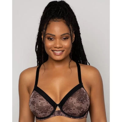 Curvy Couture Womens Sheer Mesh Full Coverage Unlined Underwire Bra - Image 14