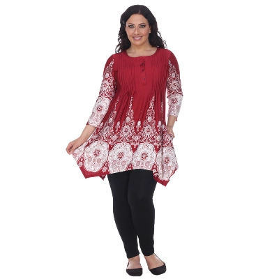 Women's Plus Size 3/4 Sleeve Printed Dulce Tunic Top - White Mark - Image 6