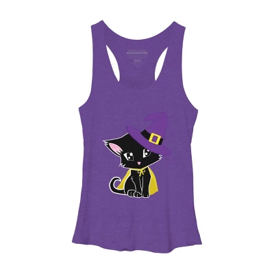 Women's Design By Humans Halloween Cat By AdrianaOliveira Racerback Tank Top - Image 10