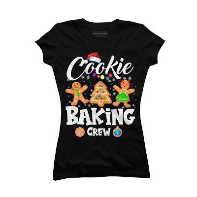 Junior's Design By Humans Cookie Baking Crew Christmas By NekoShop T-Shirt - Image 3