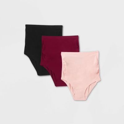 Maternity 3pk Over The Belly Hipster Underwear - Auden™ Pink/Maroon/Black - Image 4