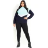 Women's Plus Size Chevron Color Block Sweater - Aqua | EVANS