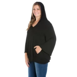 24seven Comfort Apparel Womens Plus Size Trendy Oversized Fashion Hoodie Top