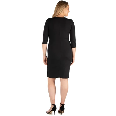 Knee Length V Neck Plus Size Dress - Image 2