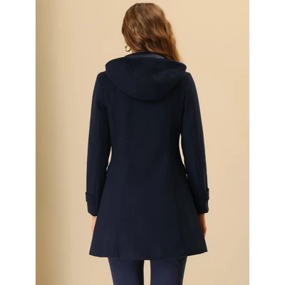 Allegra K Women's Stand Collar Double Breasted Hoodie Outerwear Winter Coat - Image 3