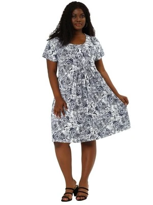 Agnes Orinda Women's Plus Size Floral Inverted Box Pleat Boho Dresses - Image 2