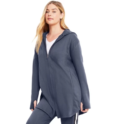 June + Vie By Roaman's Women’s Plus Size Zip-Up French Terry Hoodie - Image 7