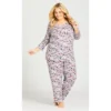 Women's Plus Size Snowman Hacci V Neck Sleep Top - Gray | AVENUE