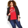 Women's Plus Size Multi Tree Sweat Top - Red | AVENUE
