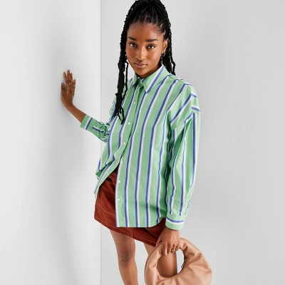 Women's Long Sleeve Striped Button-Down Shirt - Future Collective™ With Reese Blutstein - Image 2