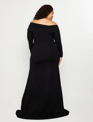 Plus Size Off The Shoulder Maternity Maxi Dress | Motherhood Maternity