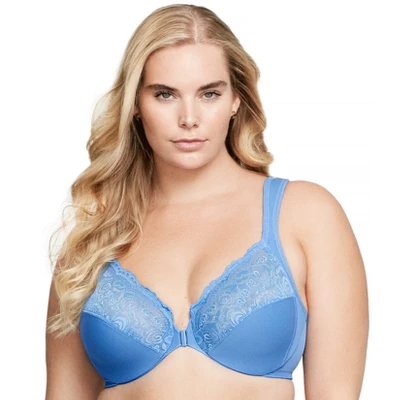 Glamorise Womens WonderWire Front-Closure Underwire Bra 1245 Blue - Image 5