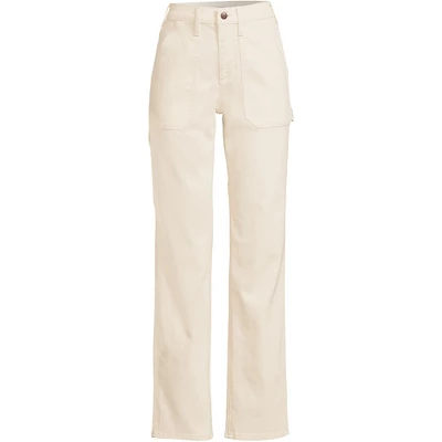 Lands' End Women's Recover High Rise Relaxed Straight Leg Utility Blue Jeans - Image 4