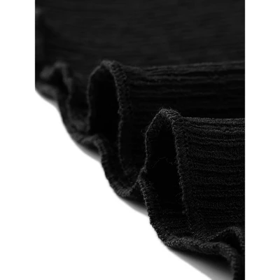 Allegra K Women's Square Neck Blouse Star Print Mesh Sheer Long Sleeve Textured Crop Top - Image 4