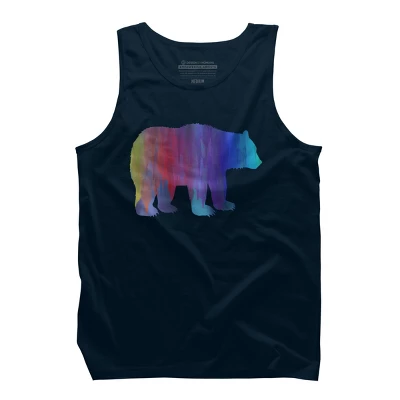 Design By Humans Rainbow Watercolor Artistic Bear By Maryedenoa Tank Top - Image 3