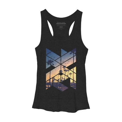 Women's Design By Humans Vintage Palm Beach Geometric By Magnussons Racerback Tank Top - Image 3