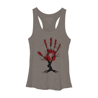 Women's Design By Humans Halloween Tree By AisenArt Racerback Tank Top - Image 9