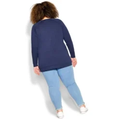 Women's Plus Size Donner Sweat Top - Navy | AVENUE