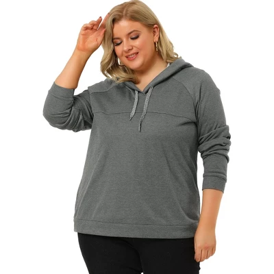 Agnes Orinda Women's Plus Size Pullover Hoodie Knit Long Sleeve Drawstring Work Hooded Sweatshirt - Image 3