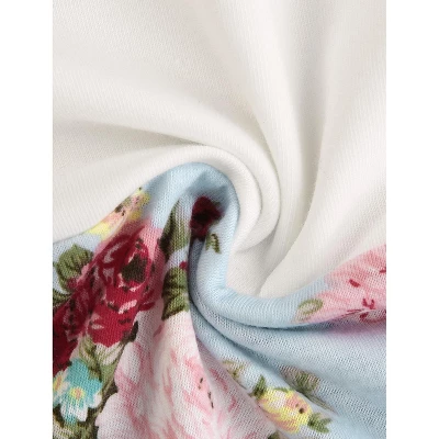 Agnes Orinda Women's Plus Size Dolman Sleeve Print Shirt Sheer Floral Summer T-shirts - Image 5