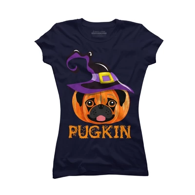 Junior's Design By Humans Pugkin Pumpin Halloween By Trantanphat95 T-Shirt - Image 5