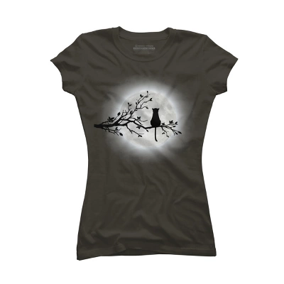 Junior's Design By Humans The Cat And The Moon By Maryedenoa T-Shirt - Image 5