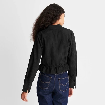 Women's Long Sleeve Ruched Button-Up Top - Future Collective™ With Reese Blutstein