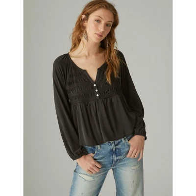 Lucky Brand Women's Long Sleeve Smocked Sandwash Top - Image 2