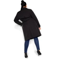 Women's Plus Size Utility Trench - Black | CITY CHIC