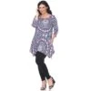 Women's Plus Size 3/4 Sleeve Printed Maji Tunic With Pockets - White Mark