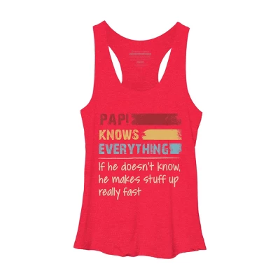 Women's Design By Humans Papi Knows Everything, If Not Makes Stuff Up By HoangCathrine Racerback Tank Top - Image 6