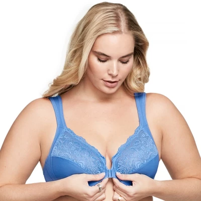 Glamorise Womens WonderWire Front-Closure Underwire Bra 1245 Blue - Image 2