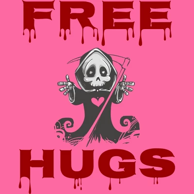 Women's Design By Humans Free Hugs Evil Scary Grim Reaper Halloween Gift By Pipetro Racerback Tank Top