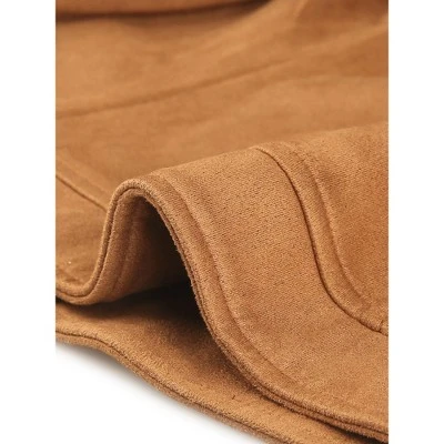 Agnes Orinda Women's Plus Size Winter Suede Cropped Moto Biker Zip Up Faux Suede Jackets - Image 4