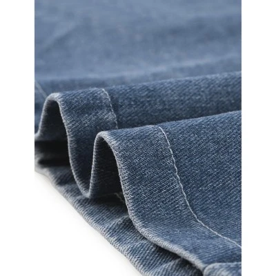 Allegra K Women's Sleeveless Square Neck Button Down Flared Casual Mini Denim Dress - Image 4